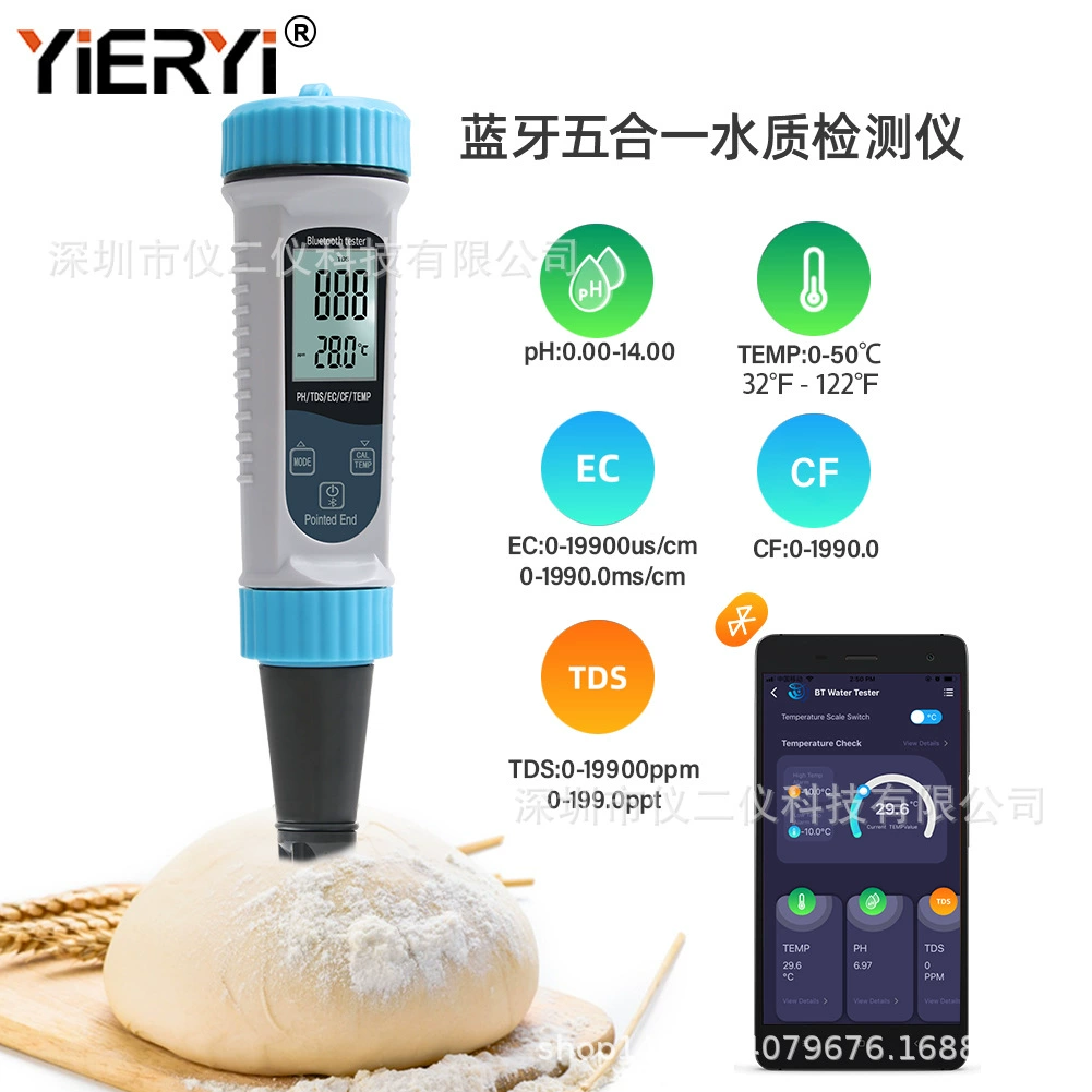 Подключение Bluetooth PHметр пять в одном качество воды ручка PH/EC/TDS/CF температура аквариум гидропонный детектор
