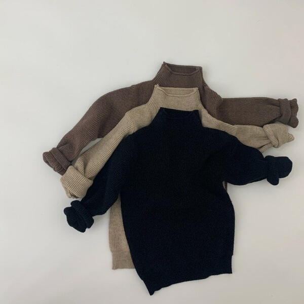 Solid color base body-friendly children's spring knitted sweater