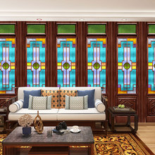 复古民国风装修壁纸装饰玻璃门窗古建筑餐厅老上海直播背景墙纸