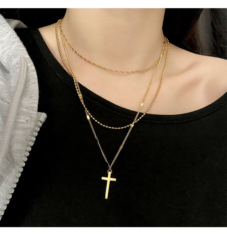 Fashion Cross Titanium Steel Metal Chain Necklace 1 Piece display picture 3