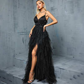 黑色晚礼服女2025新款中学生日成人礼艺考气质party公主裙