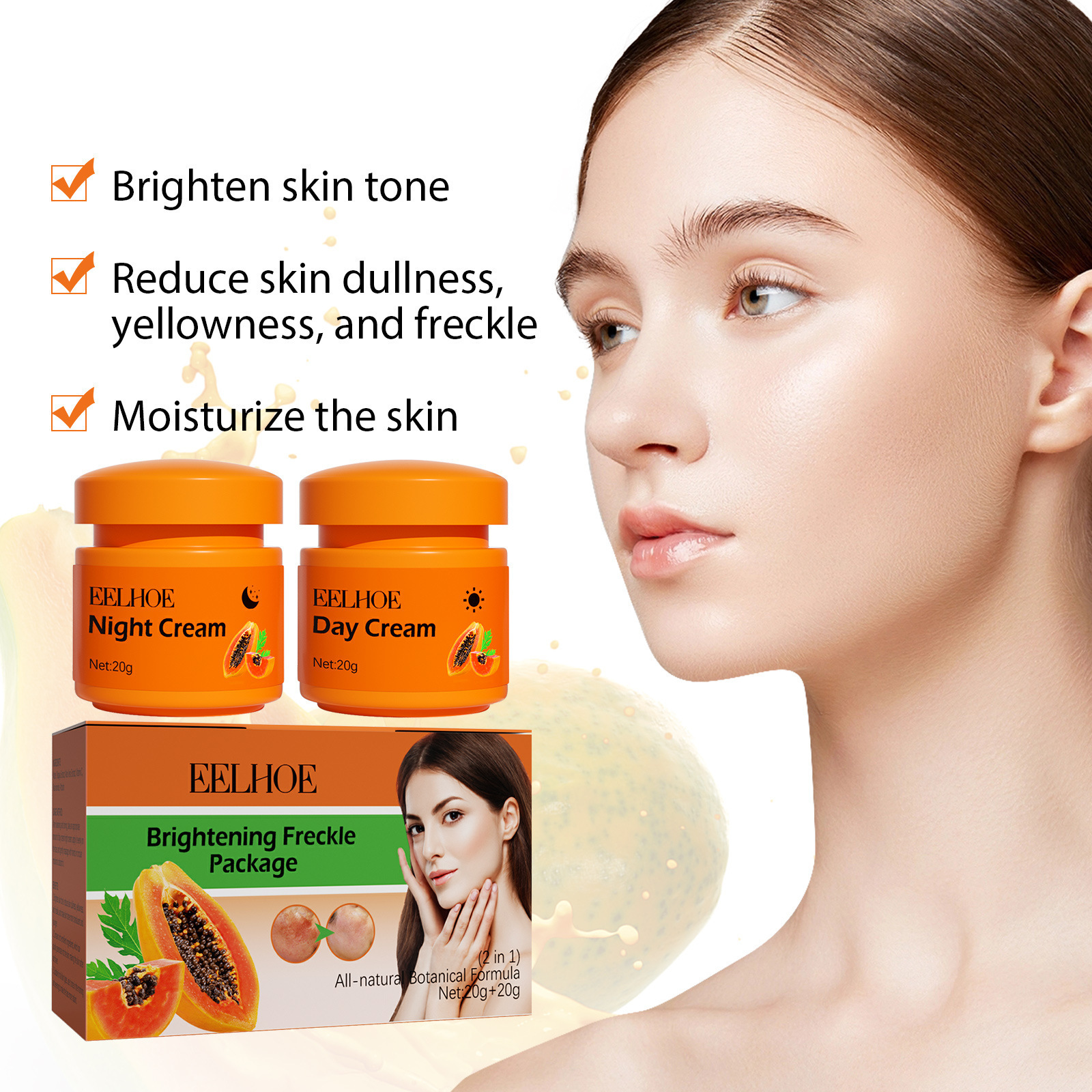 EELHOE Papaya rejuvenating white freckles cream dilutes facial…