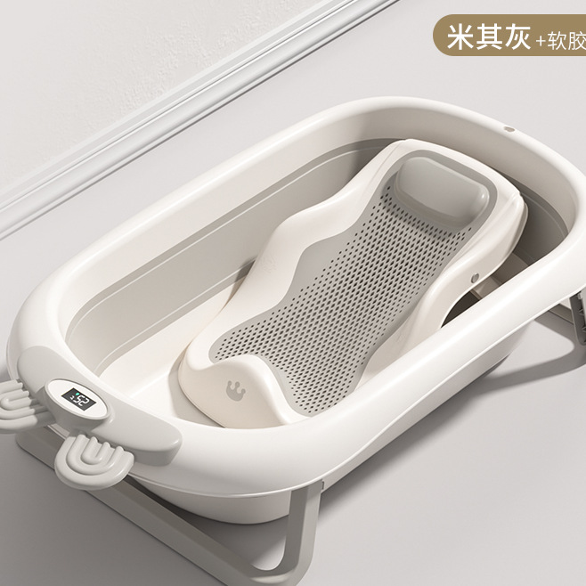 Bañera plegable para niños, bañera para bebés, bañera para bebés, puede sentarse y acostarse, baño para recién nacidos de dibujos animados grandes en casa