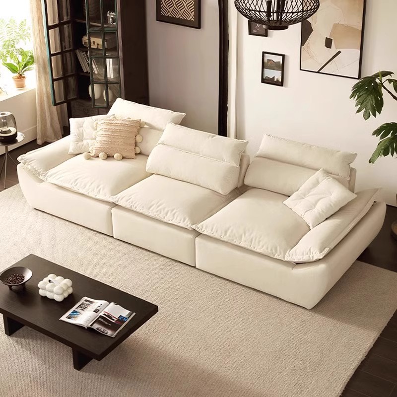Sofá de vela sala de estar pequeña gran asiento profundo ultra ancho ajustable pluma recta gato agarre sofá de piel de silicona
