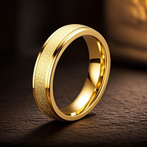Matte gold ring for men, bold and trendy, light luxury ring for couples, fashionable and colorfast.