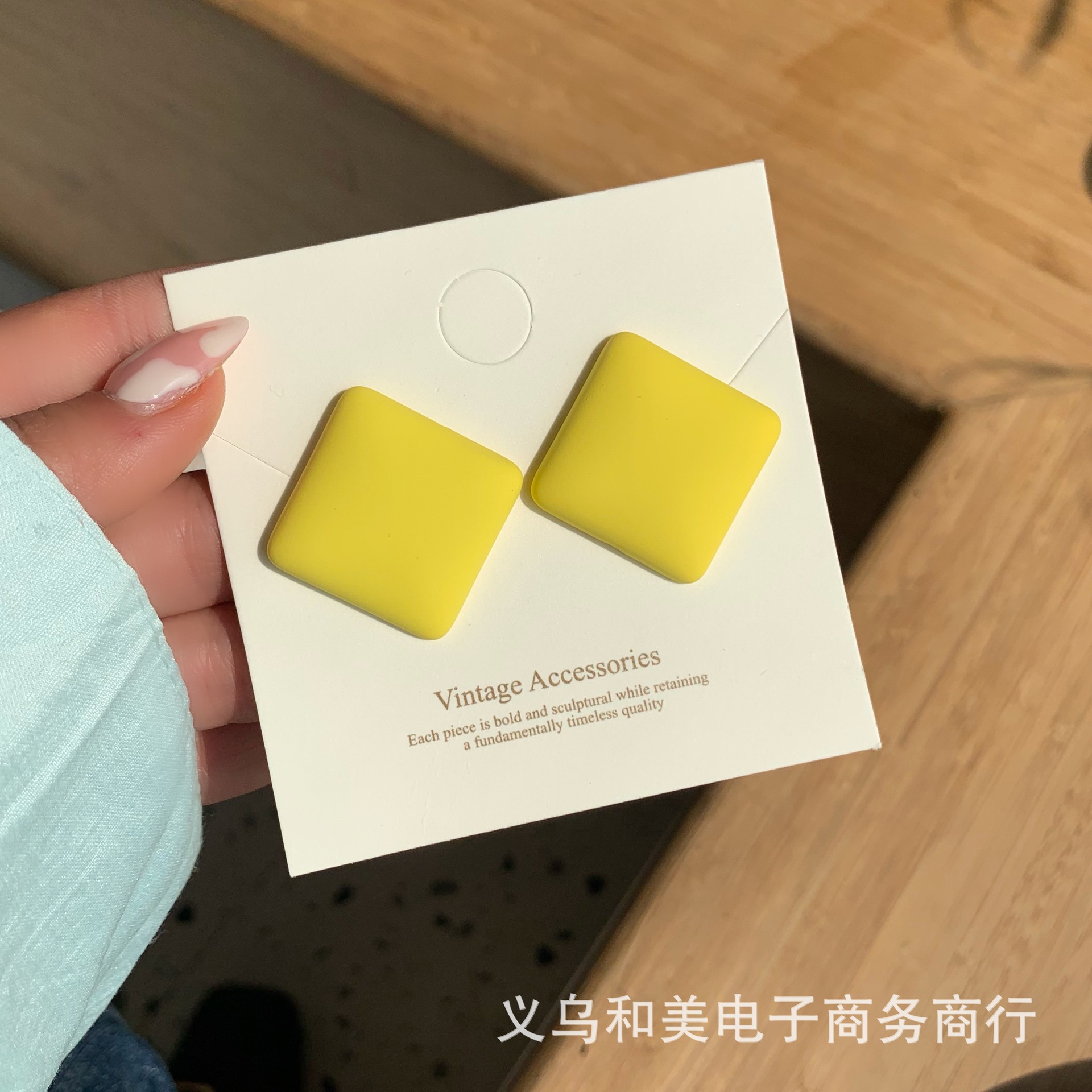 Korean Style 2021 New Fashionable Summer Colorful Geometric Square Earrings Earrings Internet Popular ins Fashionable Bright Color Earrings