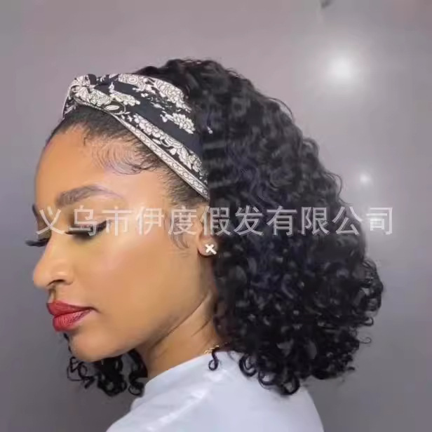 Peluca cubierta de cabeza de fábrica Peluca de pelo transfronterizo pequeño volumen mullido explosión cabeza cubierta tornillo rollo con peluca