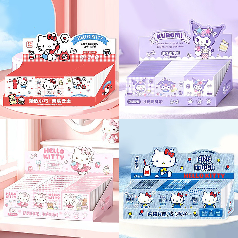 Sanrio printed paper towel Parchal dog toilet paper cartoon packet portable wood pulp napkin facial tissue wholesale Sanrio printed paper towel Parchal dog toilet paper cartoon packet portable wood pulp napkin facial tissue wholesale