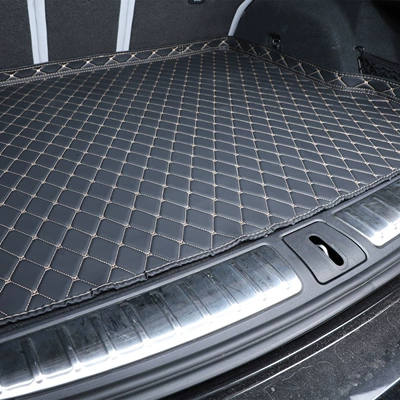 Suitable for Porsche car trunk mats, semi-enclosed design, convenient car trunk liner, leather material, easy to clean (Trunk Mat) - 101-black-with-white-stitching-vehicle-model-year-please-leave-a-message-for-customer-service-after-placing-your-order