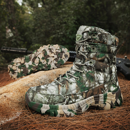 Men's Large Size Combat Boots Outdoor Camouflage Boots High-Cut Outdoor Hiking Boots Men's Trekking Training Boots Men