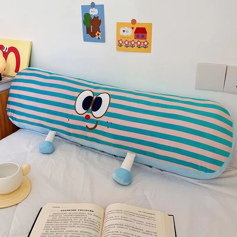 핑크와 그린 스트라이프 긴 베개 90cm