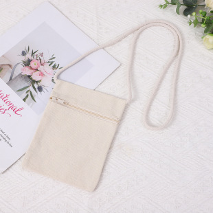 Cross-border Korean-style Children's Canvas Shoulder Bag Single Row Zipper Bag DIY Colorable Drawing Student Crossbody Canvas Bag