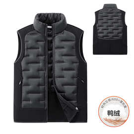 羽绒马甲男秋冬新款拼接立领短款保暖防寒轻薄内穿外搭鸭绒背心