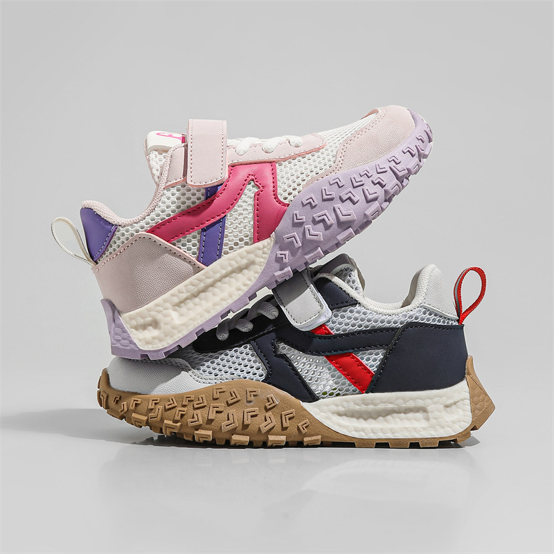 Nye åndbare børnesko med netoverflade, store børneløbesko med enkelt net, Agam net, piger_voghion.com