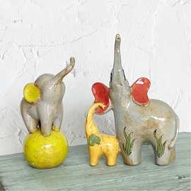 陶瓷动物大象气球 复古手绘园林装饰家居摆件礼品 跨境专供厂家