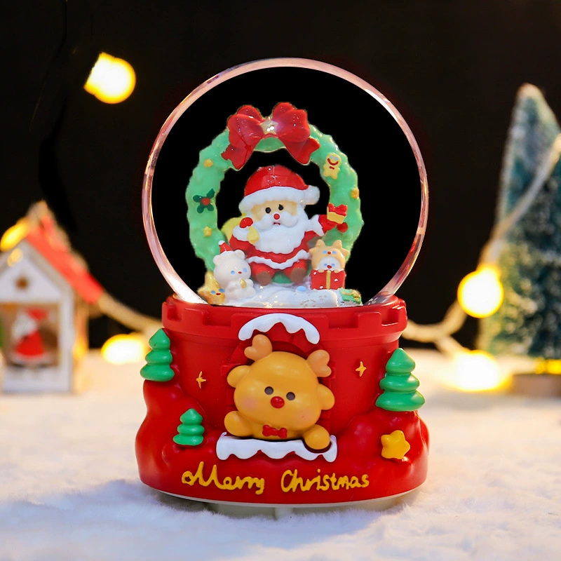 Новая рождественская история хрустальный шар медвежонок Санта-Клаус и снеговик светятся