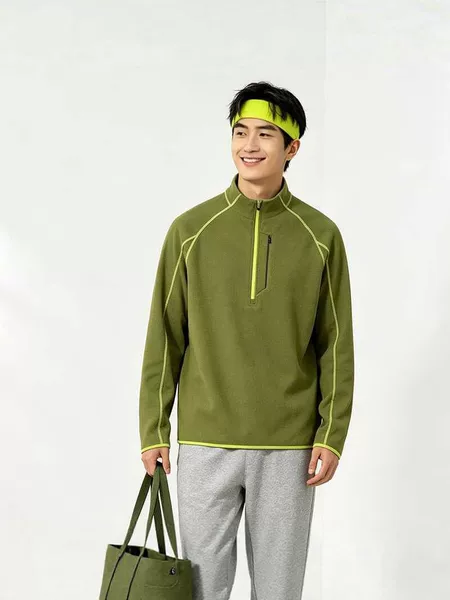 260g trendy brand long-sleeve zip-up athletic sweatshirt for men, quick-drying and breathable, autumn collection, suitable for outdoor running and training