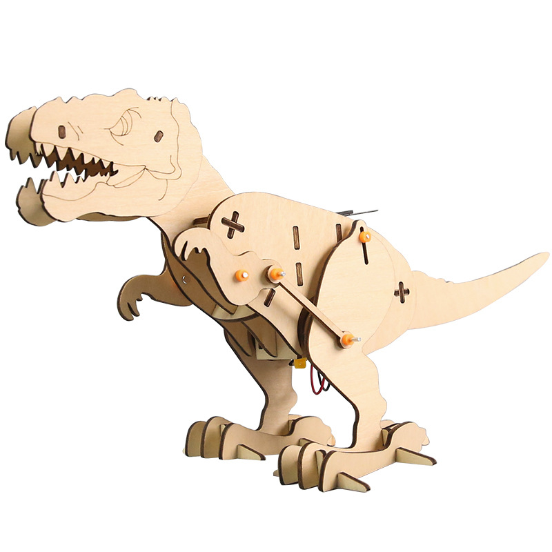 Puzzles mecánicos de madera Tiranosaurus diy tecnología pequeña producción de juguetes de enseñanza de ciencias biónicas regalo del día de los niños