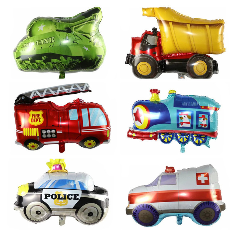 Aluminum Foil Balloons Train Tank Police Car Fire Truck Ambulance School Bus Transportation Aluminum Foil Colorful Inflatable Cartoon Aluminum Foil Balloons Train Tank Police Car Fire Truck Ambulance School Bus Transportation Aluminum Foil Colorful Inflatable Cartoon