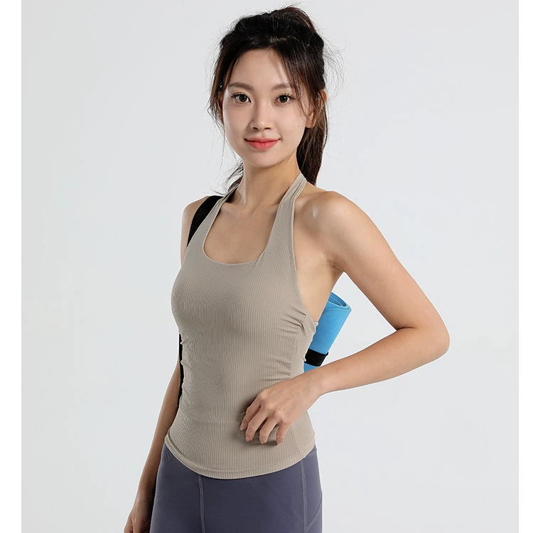 Yoga clothing, elastic top with cups, travel sports vest, for running