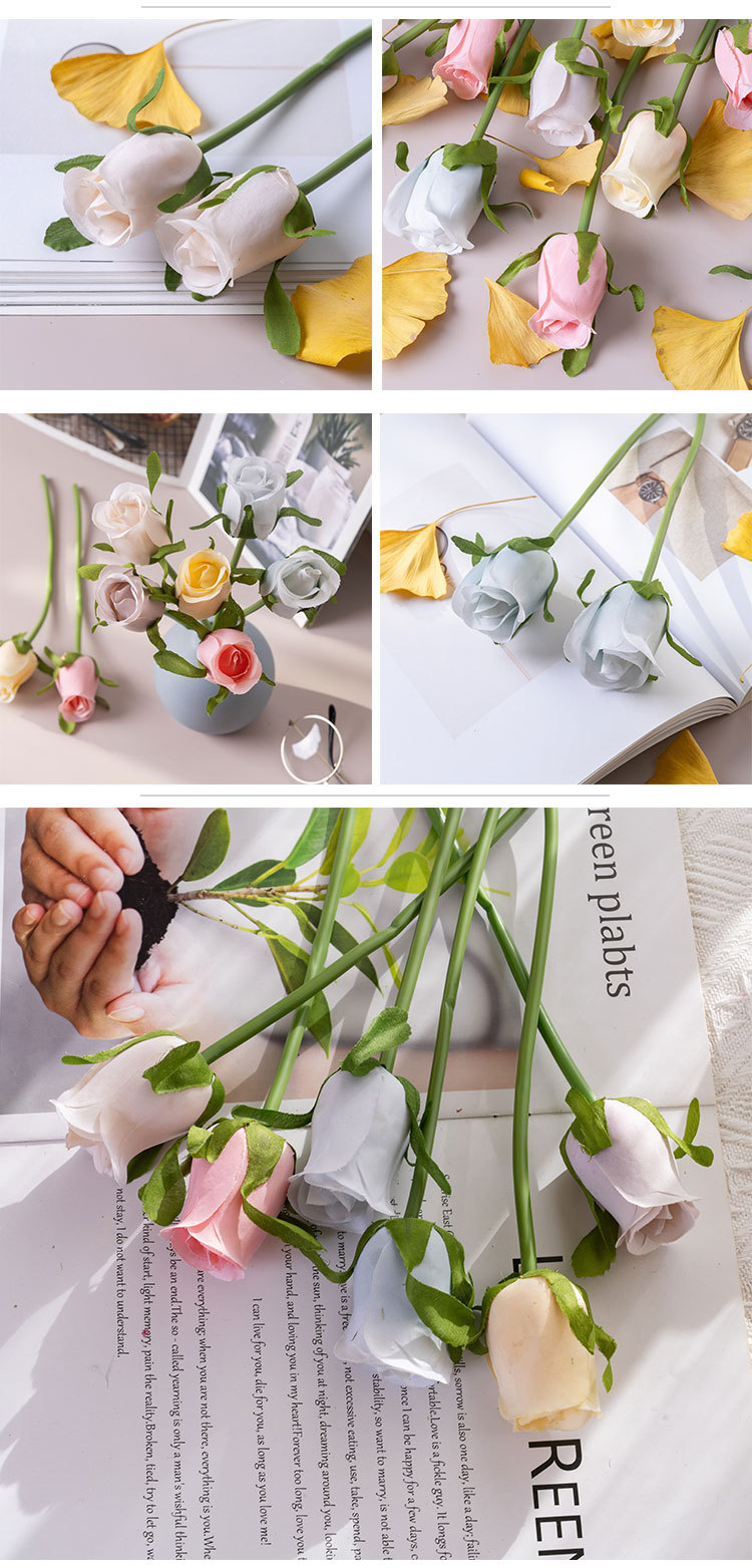Artificial Rose Bud Single Branch Flower For Wedding Decoration_voghion.com