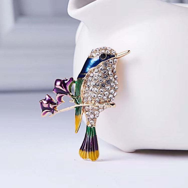 Luxurious Bird Alloy Enamel Inlay Rhinestones Unisex Corsage display picture 3