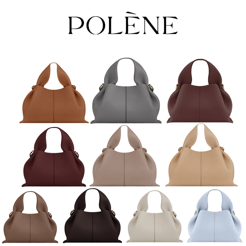 法国Polene云朵包真皮poleno paris女士时尚饺子包腋下手提单肩包