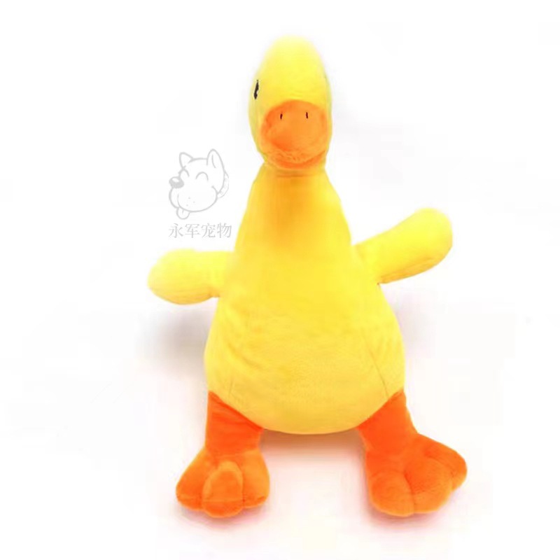 Mascota de peluche de juguete sonando perro amarillo pato dientes limpieza molar sonando perro de juguete suministros en stock al por mayor