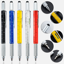 多功能工具筆六合一水平儀刻度尺觸屏筆一字十字雙頭螺絲刀圓珠筆