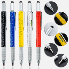 Multifunctional tool pen six-in-one level scale touch screen pen one-word cross double-headed screwdriver ballpoint pen