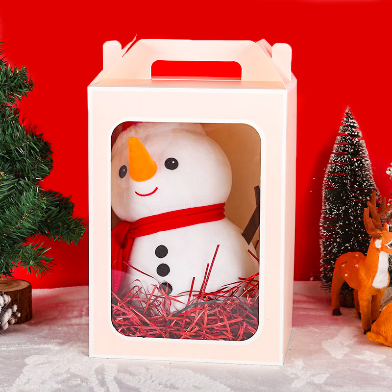 新款圣诞节开窗礼品袋透明礼物包装袋平安夜苹果纸盒袋烫金手提袋