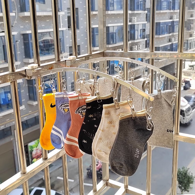 조정 가능한 양말 클립, 도난 방지 창, 다기능 후크, 옷걸이, 발코니 기숙사 스프링 클립, 속옷 걸이, 보관함