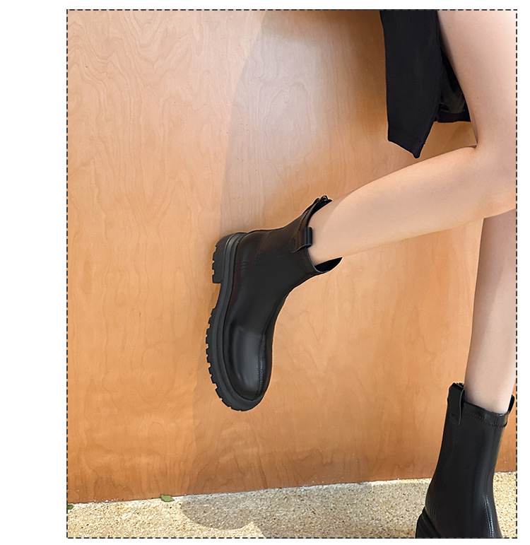 Damen Stiefeletten Aus Echtleder Mit Dicker Plateau Sohle_voghion.com