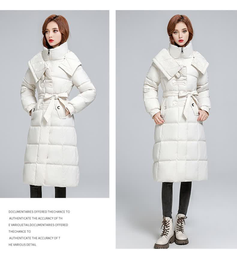 Dames gewatteerde winterjas met capuchon lange puffer jas_voghion.com