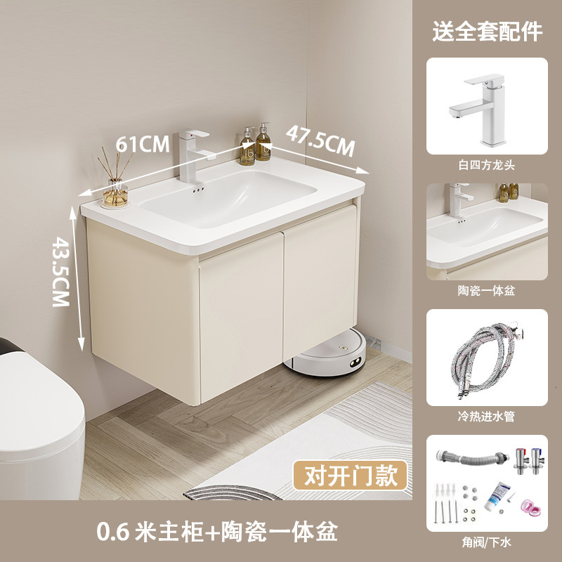 Gabinete de baño cerámico de acero inoxidable grueso integral lavabo de ángulo redondeado lavabo integral gabinete impermeable a prueba de humedad lavabo