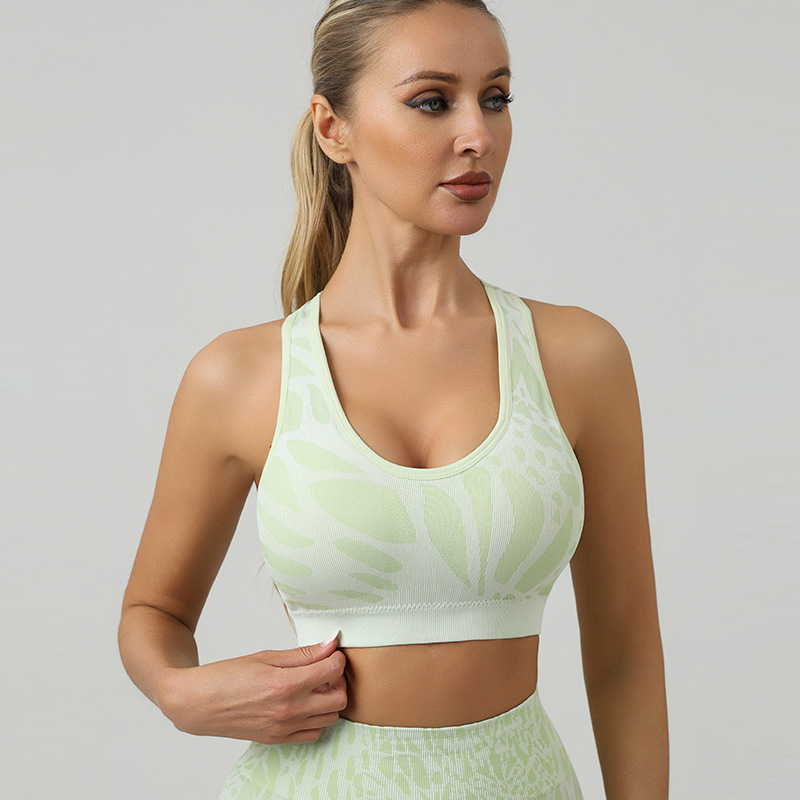 Comercio exterior transfronterizo ropa interior deportiva sin costuras, cremallera delantera para mujeres, ropa exterior, espalda cruzada, acondicionamiento transpirable, corrida a prueba de choques