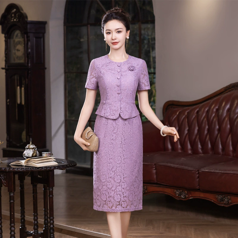 2025 Летнее новое платье кружева фиолетовый красный свадебный банкет