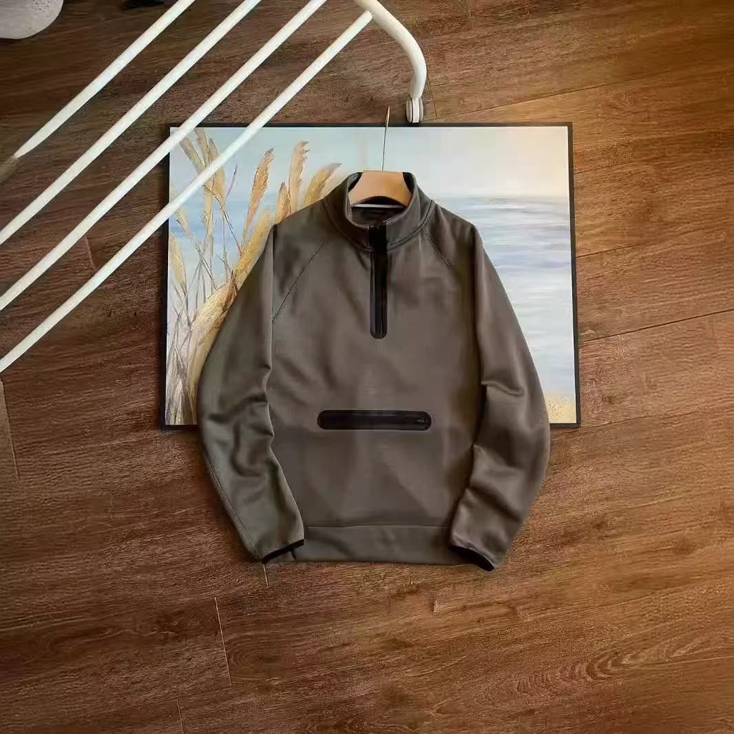 Men's Multi-colour Half-zip Pullover Sweatshirt With Stand Collar_voghion.com