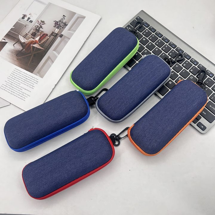 Pressure-Resistant Portable Eva Denim Colorful Zipper Case Fashionable Eyeglass Holder High-End Prescription Glasses Sunglasses Case