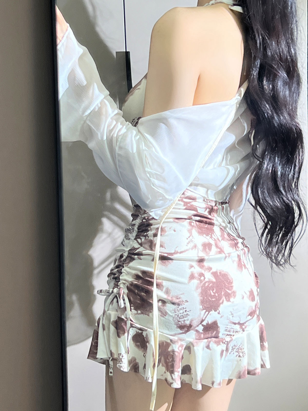 Korea ins verano traje de dos piezas retro sexy delgado que cubre el vientre blusa falda traje de baño de una pieza traje de baño mujer