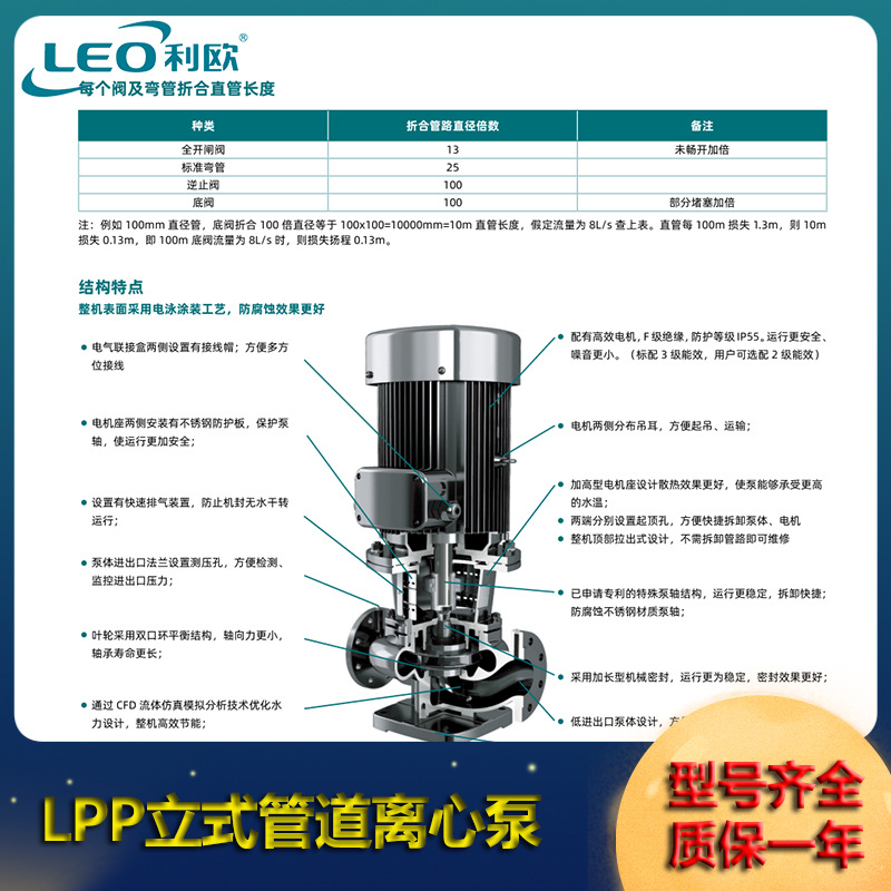利欧(LEO)LPP125-35-30/4冷却冷冻循环泵 大型循环系统供水泵