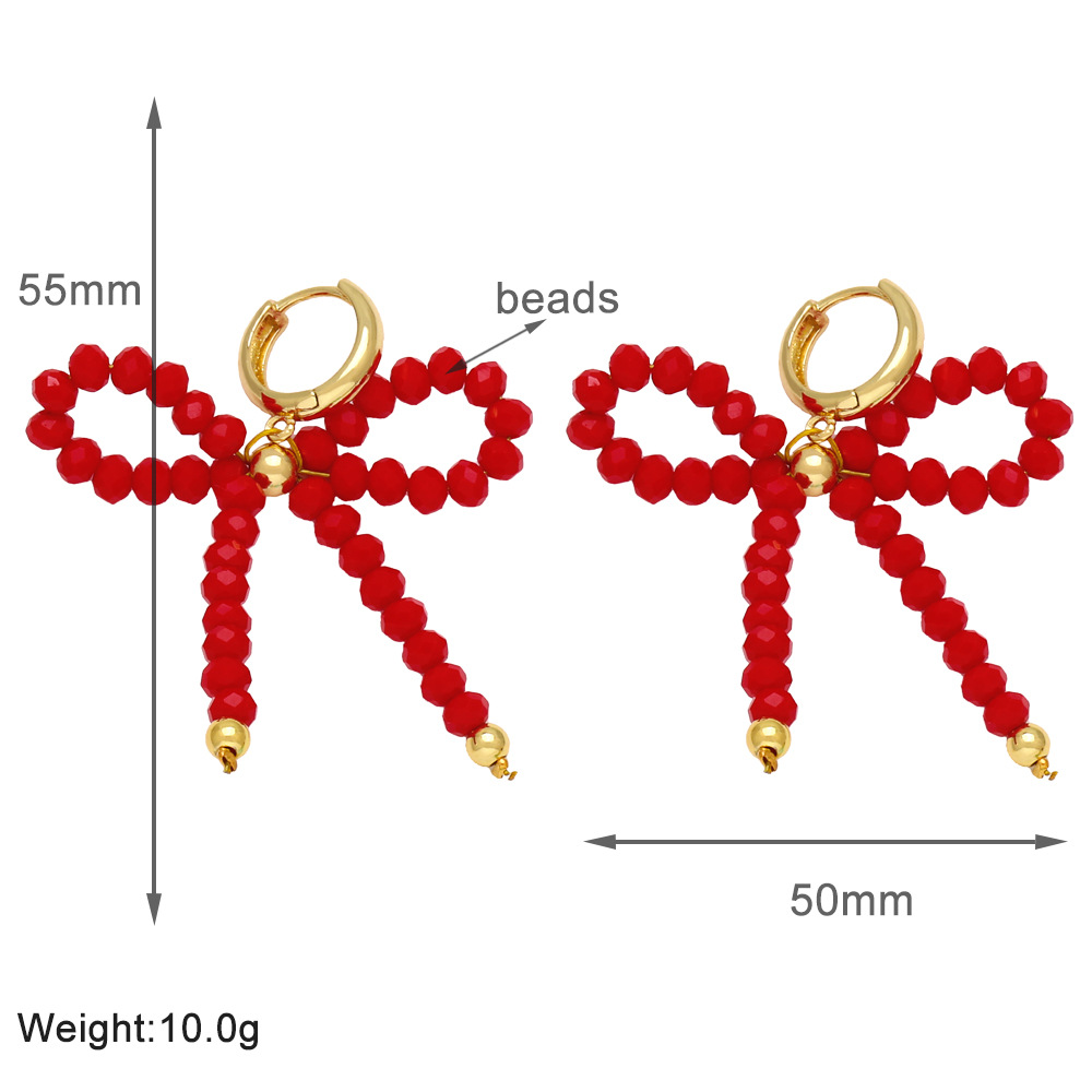 1 Paire Style Simple Noeud D'Arc Placage Cristal Artificiel Le Cuivre Plaqué Or 18K Des Boucles D'Oreilles display picture 2