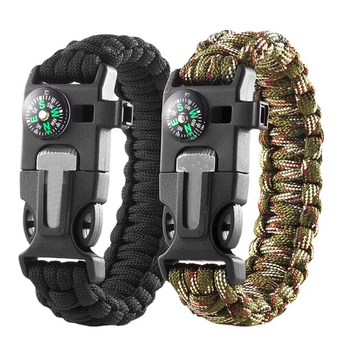 Five-in-One Emergency Paracord Multi-Function Bracelet Wilderness Survival Escape Tactical Fire Starter Compass Seven-Core Life Rope