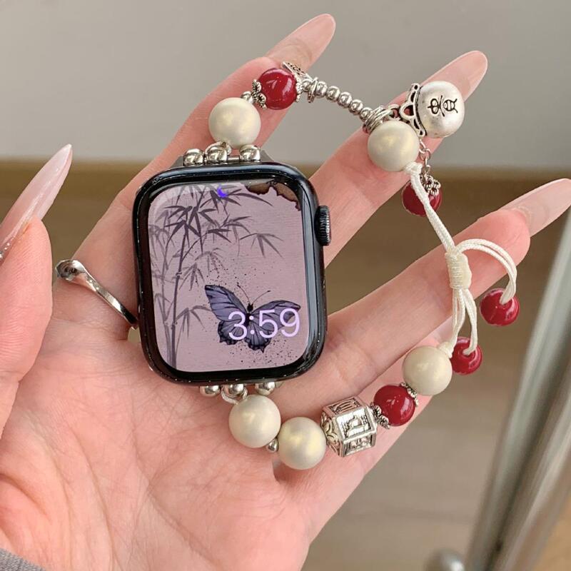 Suitable for Apple Watch s9applewatch8 Strap iWatch765 New Chinese Frosted Bead Chain se