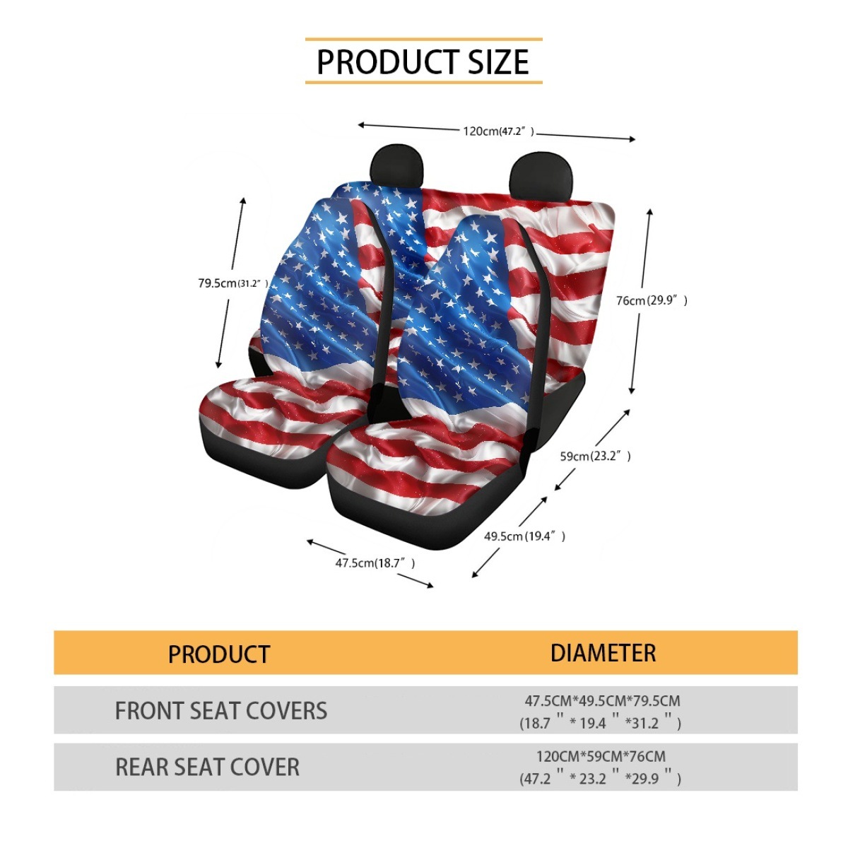 Amazon's best-selling American flag-printed car seat covers, featuring a non-slip design for vehicle seat protection, available for drop shipping