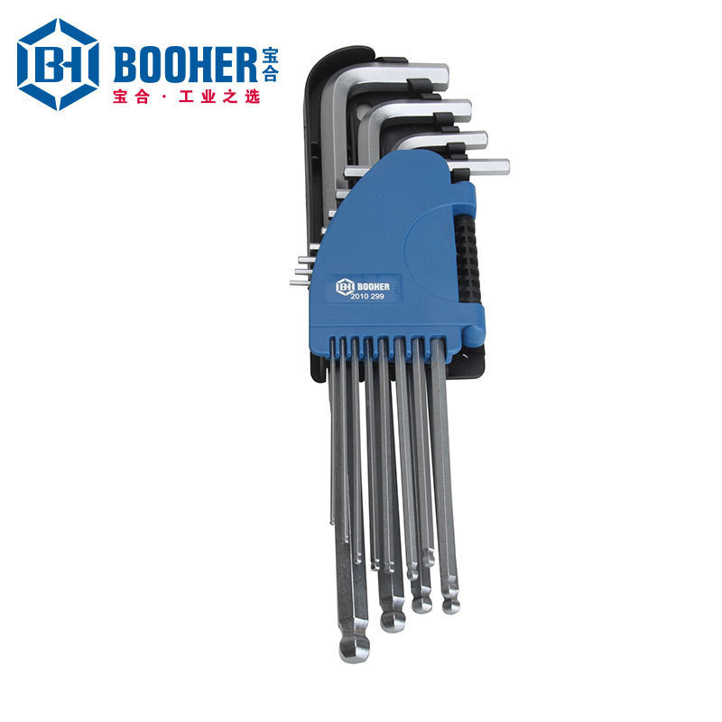 Booher宝合工具2010299内六角套装12件套英制特长珠头内六角扳手