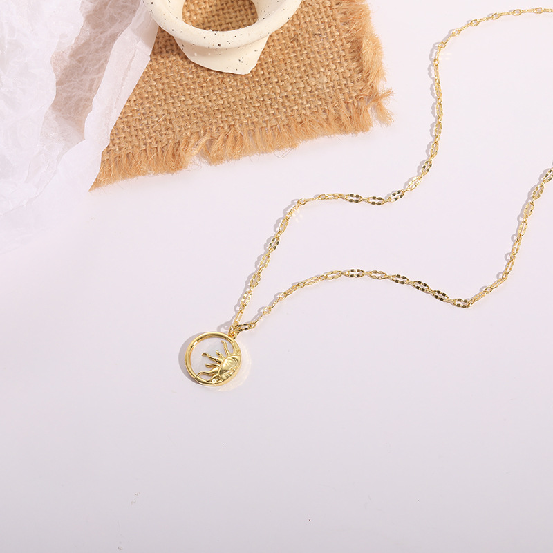 Fashion Sun Moon Copper Pendant Necklace Copper Necklaces