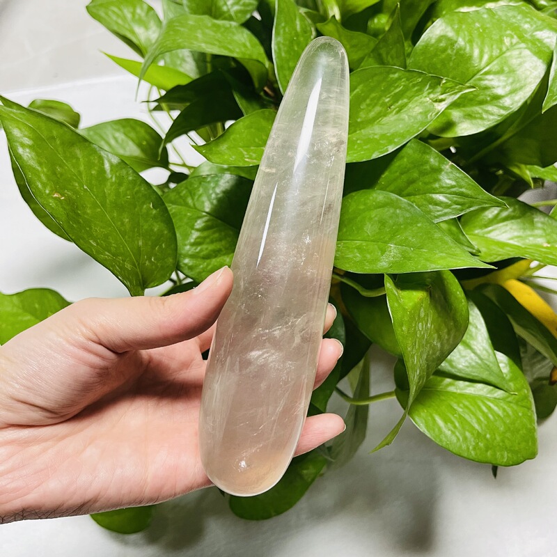 天然水晶茶晶 原石雕刻打磨水晶按摩棒 图 4