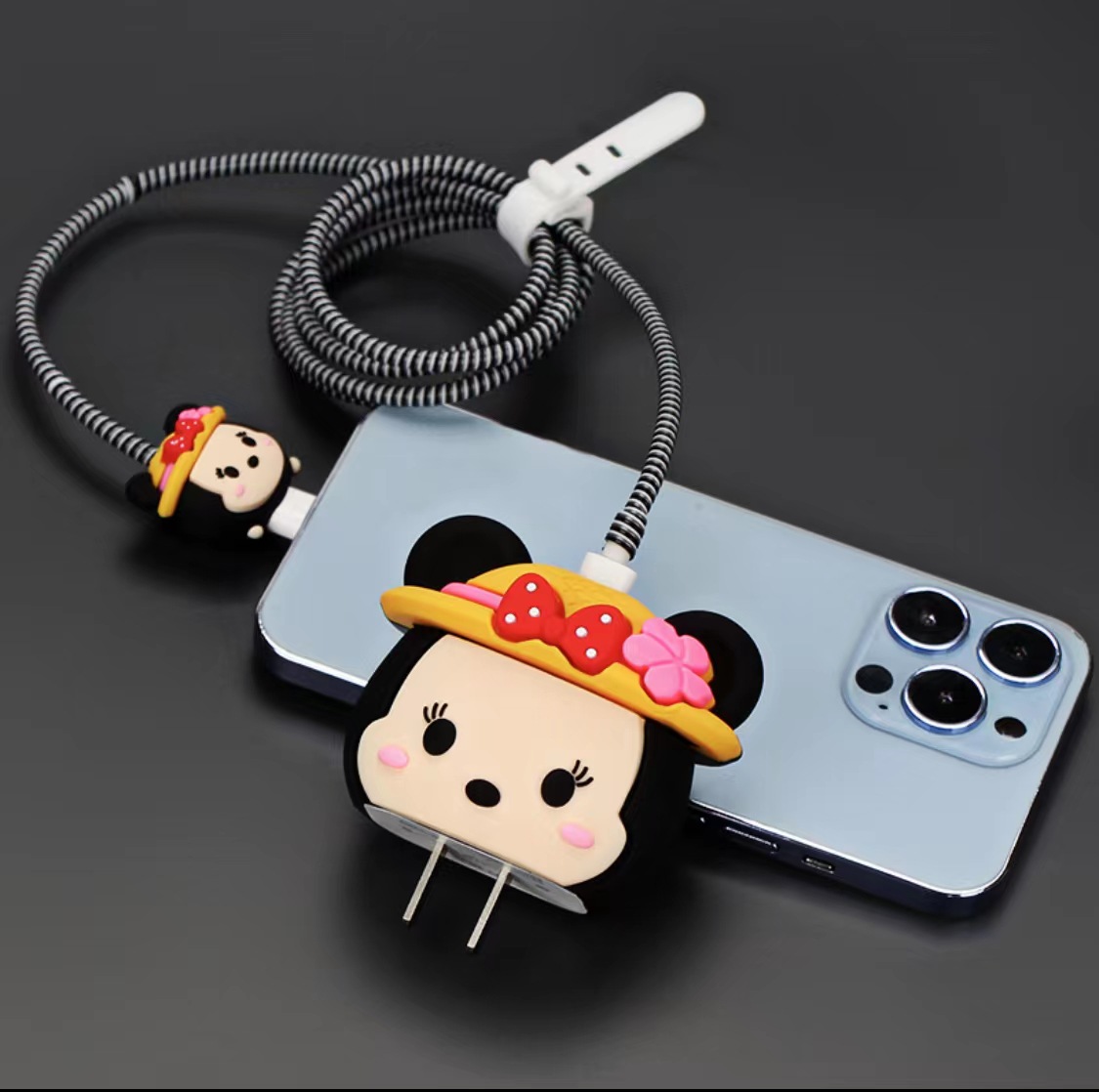 Nuevo cable de datos de dibujos animados cubierta protectora adecuado para Apple carga rápida cabeza 18/20W carga cabeza cubierta protectora Winder