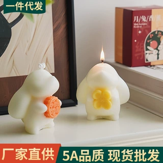 中秋节兔子香薰蜡烛高级感伴手礼礼物创意香氛摆件定制仿真造型蜡